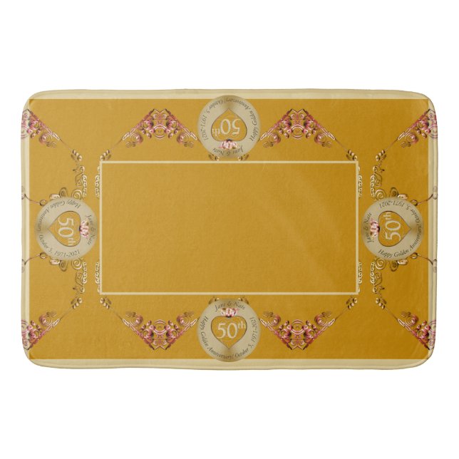 50th/1st Golden Ochre Wedding Anniversary Bath Mat (Front)