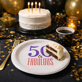 50th 50 Fabulous Birthday Party Plates Decor