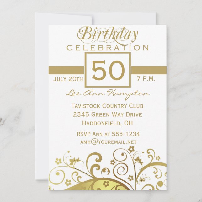 50th - 59th Birthday Party Invitations (Front)