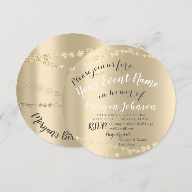 50th 60th 70th Birthday Confetti Gold Invitation (Front/Back)