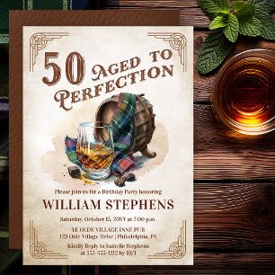 50th Aged to Perfection Scotch Birthday Party  Invitation