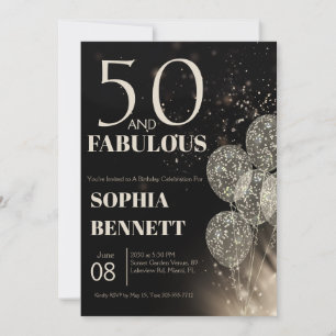 50th and Fabulous Script Fifty Birthday Party Invitation