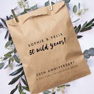 50th Anniversary 50 Wild Years Rustic Kraft Seed Favour Bags