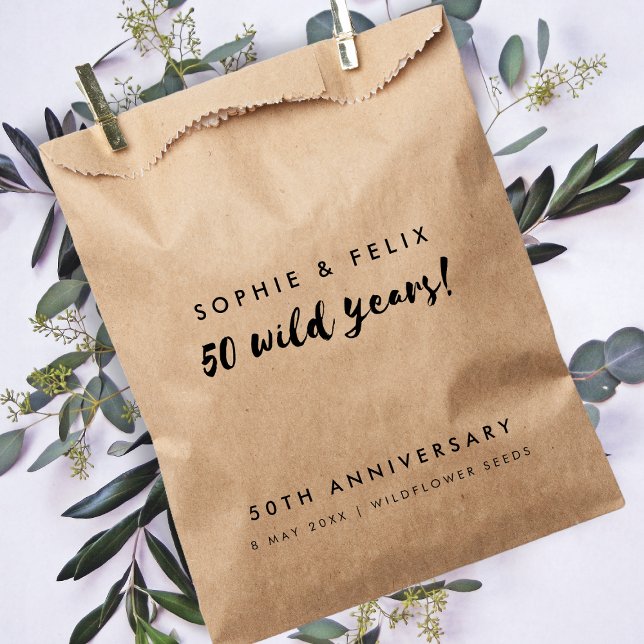 50th Anniversary | 50 Wild Years Rustic Kraft Seed Favour Bags (Creator Uploaded)