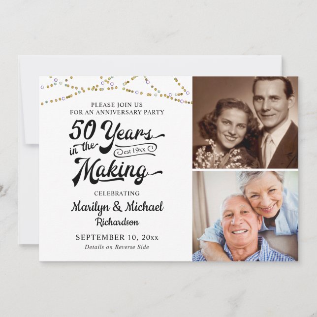 50th ANNIVERSARY 50 YEARS IN THE MAKING Black Gold Invitation (Front)