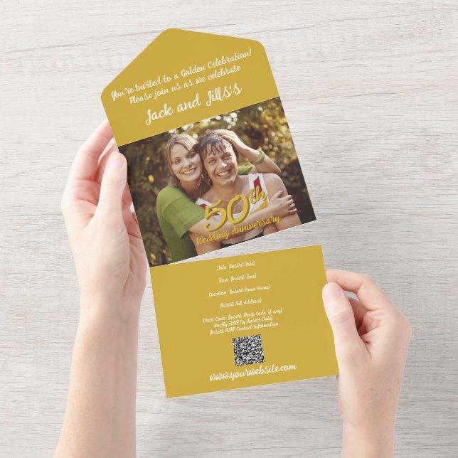 50th Anniversary All in One Wedding Invite (Tearaway)