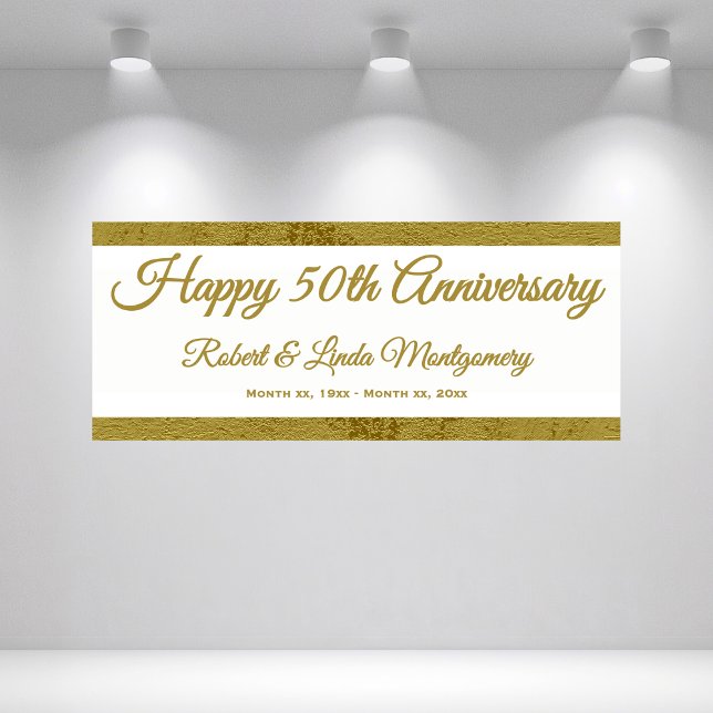50th Anniversary Banner, Gold and White Banner (50th Anniversary Gold and White Banner)