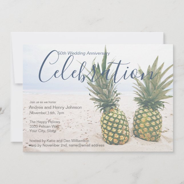 50th Anniversary Beach Wedding Celebration Invitation (Front)