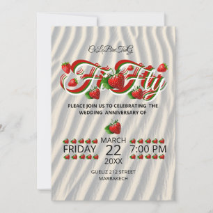 50th Anniversary Berry Invitation, Golden Wedding  Invitation