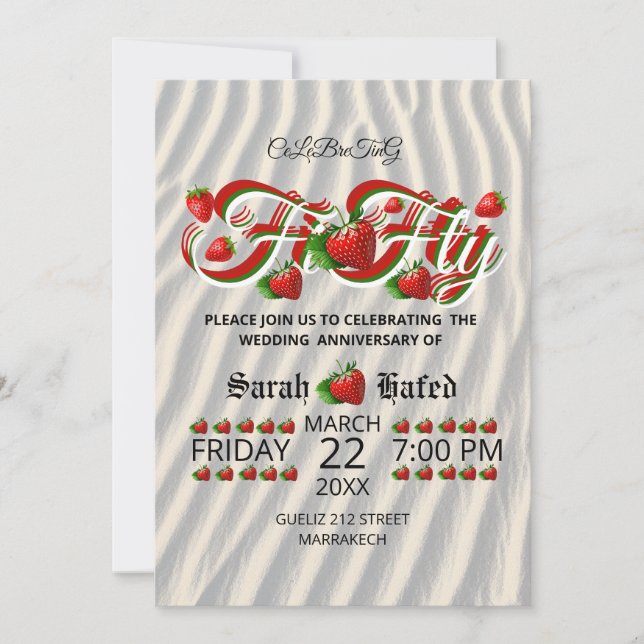 50th Anniversary Berry Invitation, Golden Wedding  Invitation (Front)