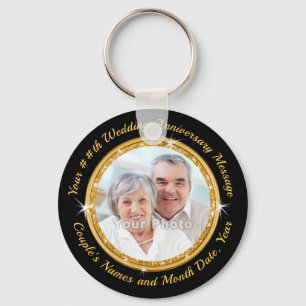 50th Anniversary Black and Gold Party Favours Key Ring