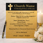 50th Anniversary Black Gold Church Invitation Flyer<br><div class="desc">Celebrate your church's 50th anniversary with these elegant black-and-gold invitation flyers—featuring a metallic gold Cross and a beautiful background—add your church's custom details (and logo). DM us if you need assistance with this design.</div>