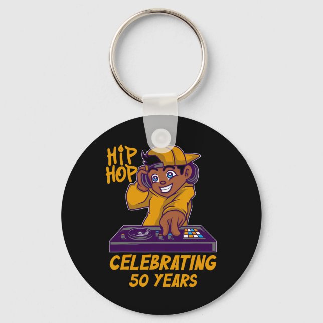 50th Anniversary Black History Dj Dance Rapper Hip Key Ring (Front)