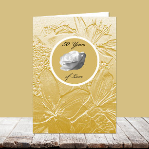 50th Anniversary Card -- Golden Flowers