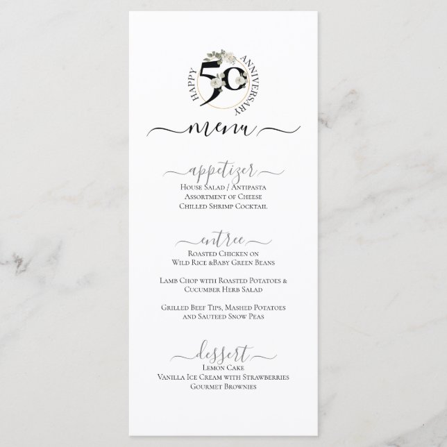 50th ANNIVERSARY CELEBRATION Menu (Front)