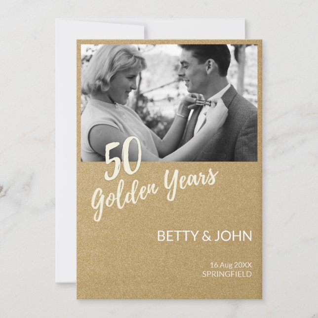 50th Anniversary – Classic Photo Gold Invitation (Front)