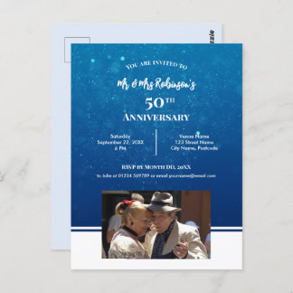 50th Anniversary Custom Photograph Dark Blue Water Postcard
