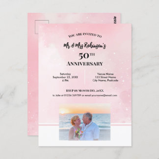 50th Anniversary Custom Photograph Starry Pink Postcard