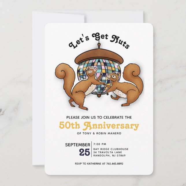 50th Anniversary Disco Squirrels Invitation (Front)