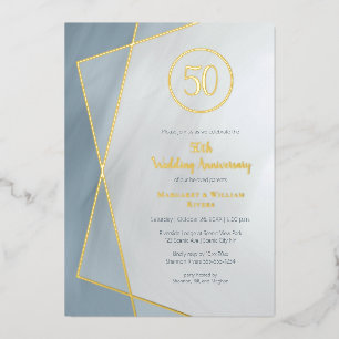 50th anniversary dusty blue grey with gold foil in