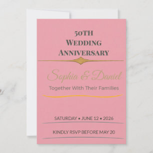 50th Anniversary Elegant Custom Gold Love Invitation