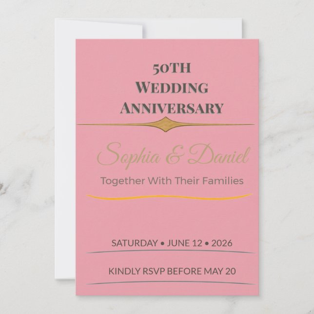 50th Anniversary | Elegant | Custom | Gold | Love Invitation (Front)