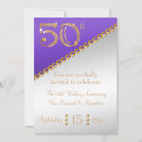 50th Anniversary elegant gold nugget & Purple Invi
