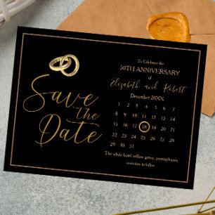 50th Anniversary Elegent Save The Date Calendar Announcement Postcard