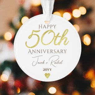 50th Anniversary Faux Gold Custom Wedding Ornament