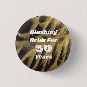 50th Anniversary Feather Milestone Celebration 3 Cm Round Badge