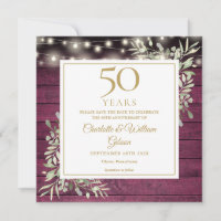 50th Anniversary Foliage Rustic Red Wood Lights