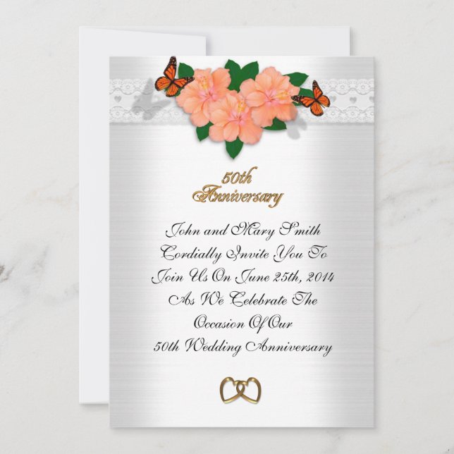50th Anniversary formal invitation Hibiscus (Front)