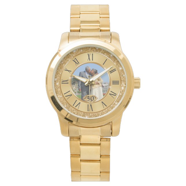 50th Anniversary Gifts for Wife with Your PHOTO Watch (Front)