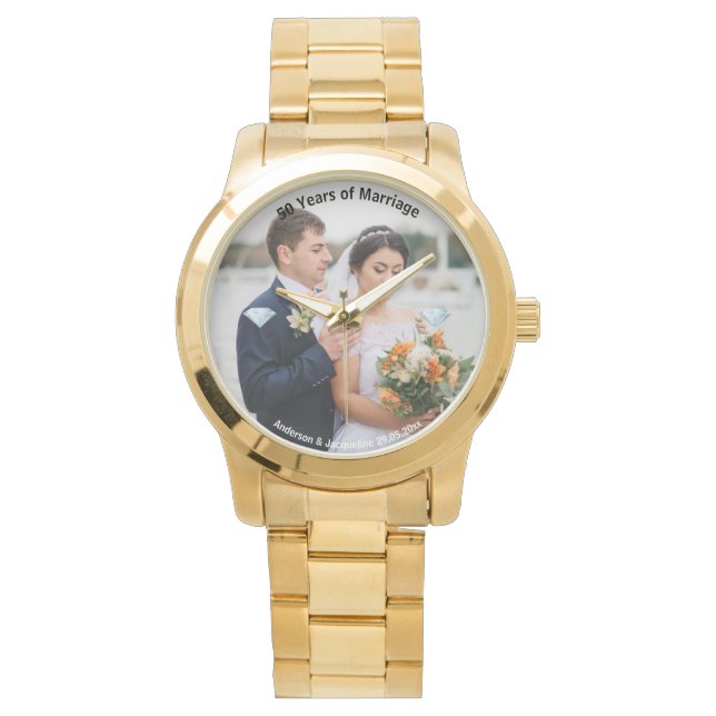 50th Anniversary Gifts | Golden Jubilee Photo Watch (Front)