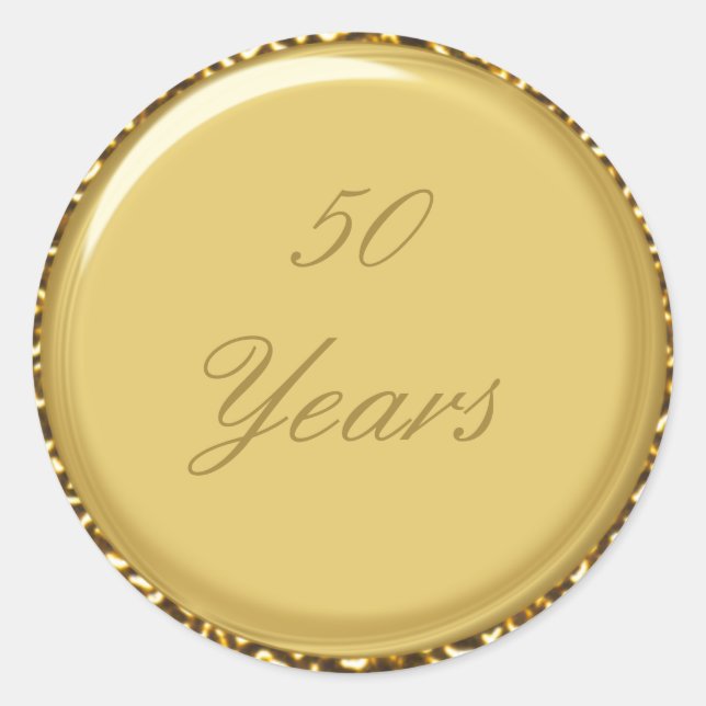 50th Anniversary Gold 1.5" Diameter Round Sticker (Front)