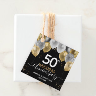 50th Anniversary Gold Balloons  Favour Tags