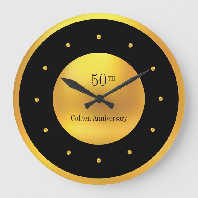50th Anniversary Gold & Black Large Clock (Front)