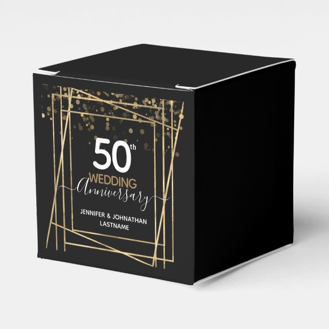 50th Anniversary Gold Border Favour Box (Front Side)