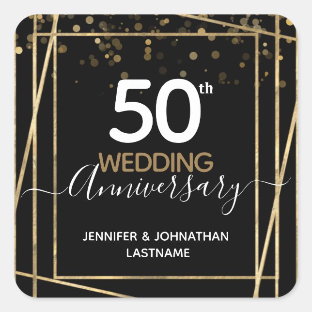 50th Anniversary Gold Border Square Sticker (Front)