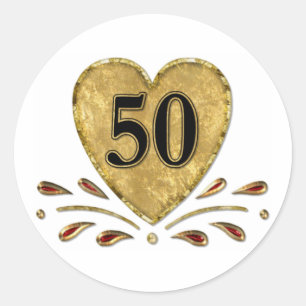 50th Anniversary - Gold Classic Round Sticker