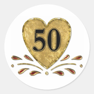 50th Anniversary - Gold Classic Round Sticker