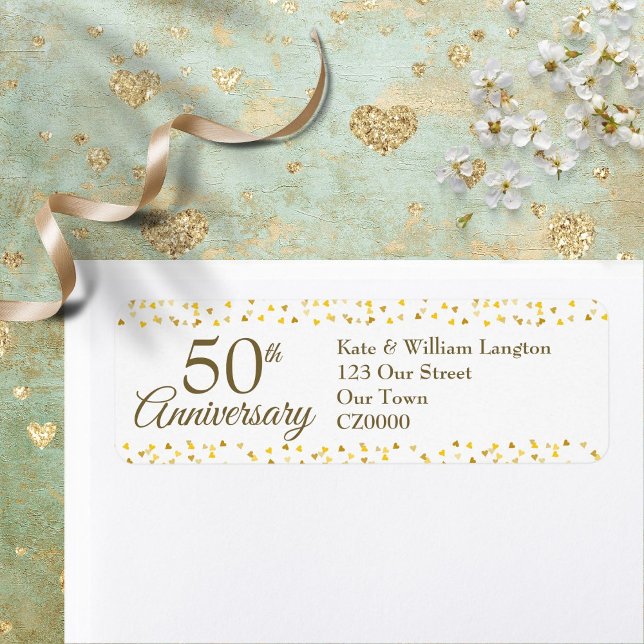 50th Anniversary Gold Confetti Return Address (50th Anniversary Gold Confetti Return Address Label)