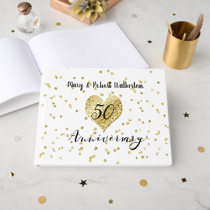 50th Anniversary Gold Confetti Wedding Guestbook