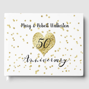 50th Anniversary Gold Confetti Wedding Guestbook