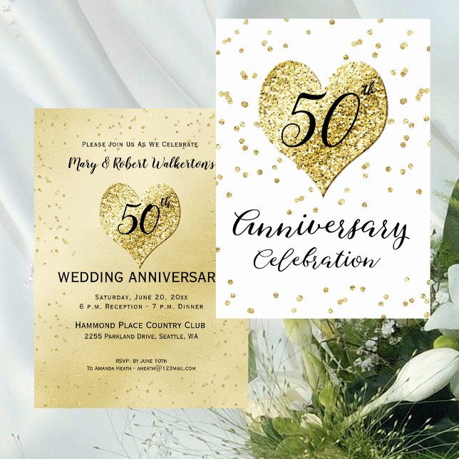 50th Anniversary Gold Confetti Wedding Invitation (50th Anniversary Gold Confetti Wedding Invitation
)