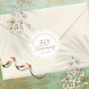 50th Anniversary Gold Dust Confetti Classic Round Sticker