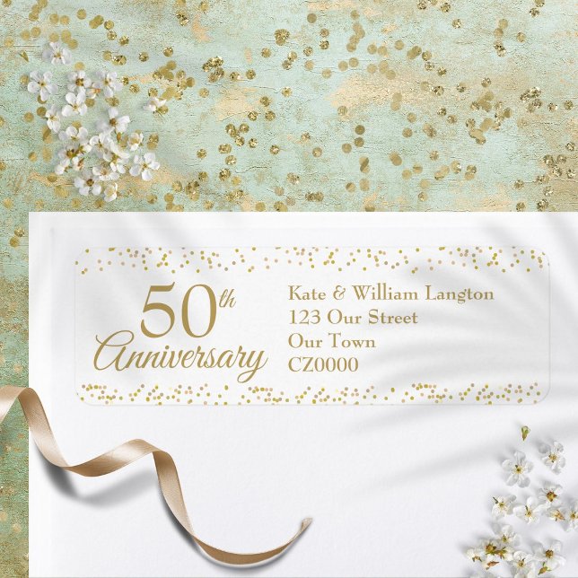 50th Anniversary Gold Dust Confetti Return Address (50th Anniversary Gold Dust Confetti Return Address Label)