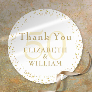 50th Anniversary Gold Dust Confetti Thank You Classic Round Sticker