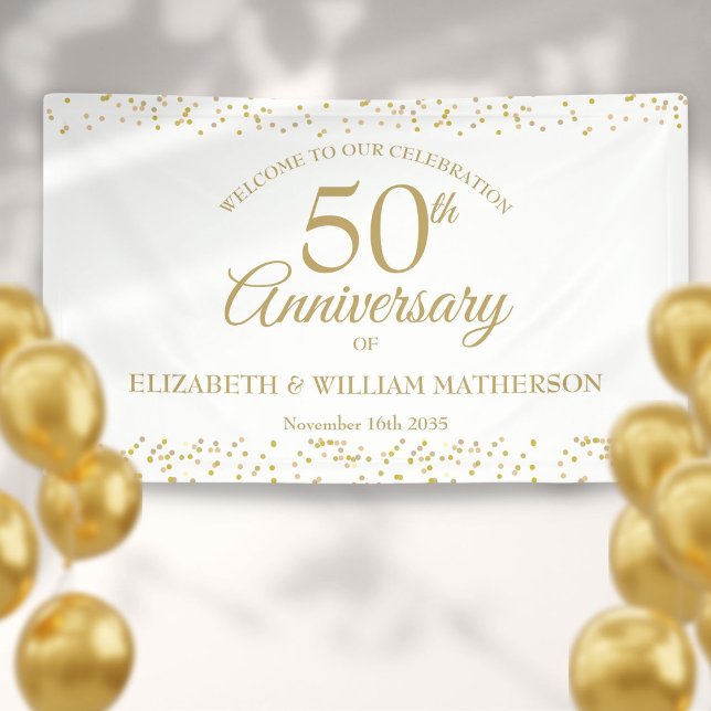50th Anniversary Gold Dust Confetti Welcome Banner (50th Anniversary Gold Dust Confetti Welcome Banner)