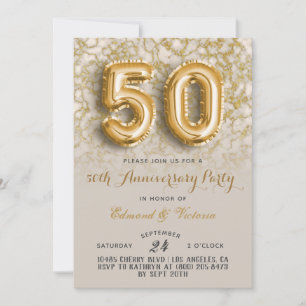 50th Anniversary Gold Floral Invitation